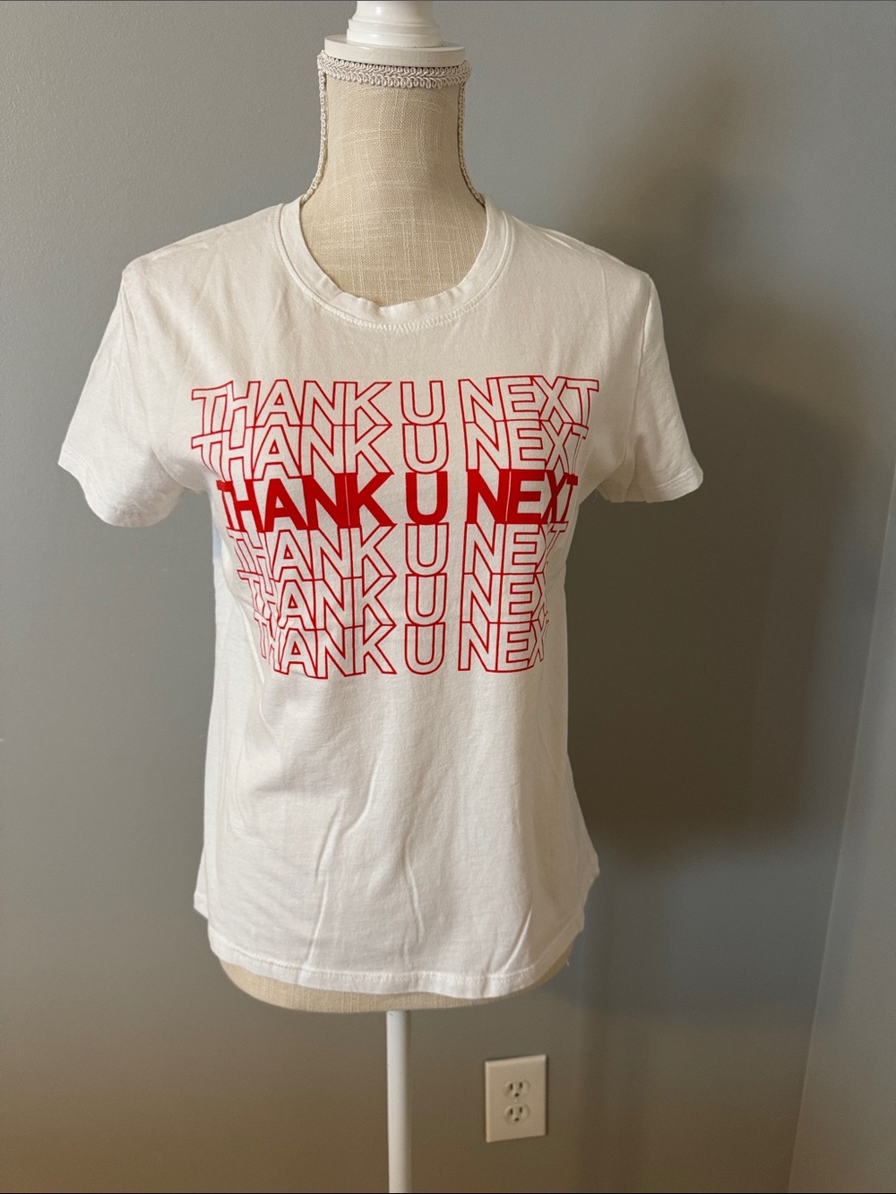 Prince Peter Collection White Tee with Red 'THANK U NEXT' Graphic